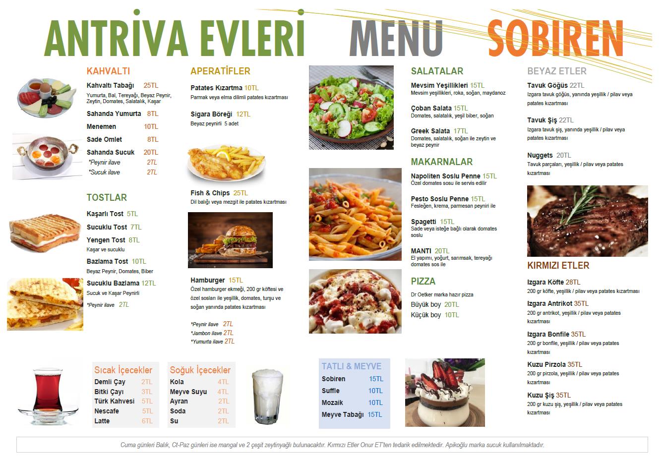2018 Menu